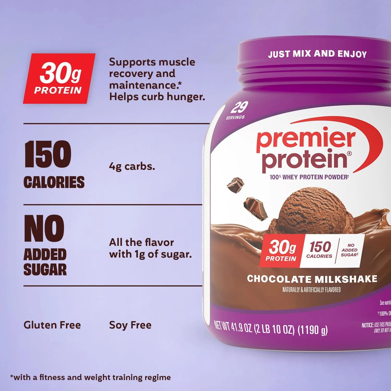 Premier Protein Powder Chocolate Milkshake 30g Protein 1g Sugar 1lb 14oz (2.62 lb) | Delicious Macro-Friendly Fuel - view 2