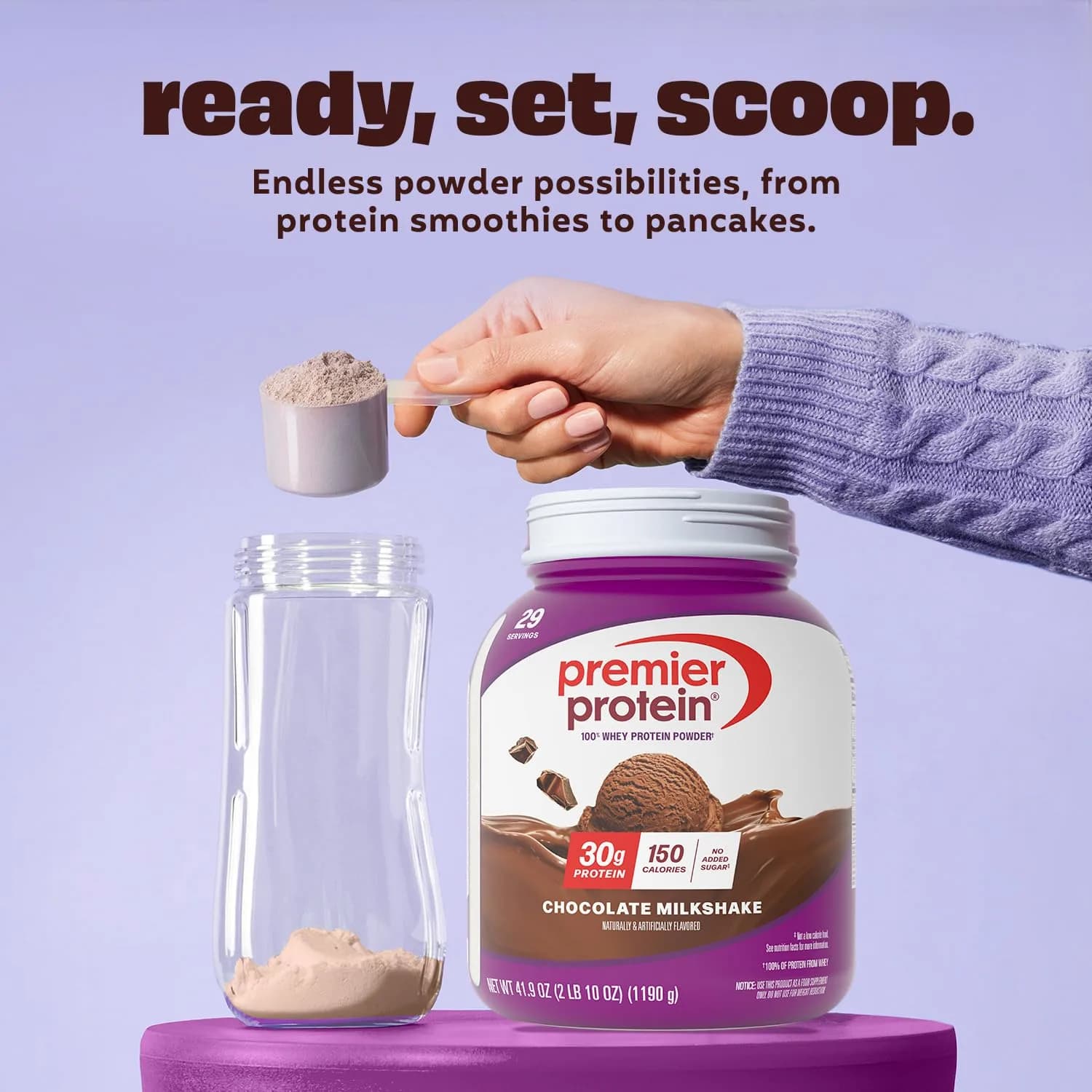Premier Protein Powder Chocolate Milkshake 30g Protein 1g Sugar 1lb 14oz (2.62 lb) | Delicious Macro-Friendly Fuel - view 4