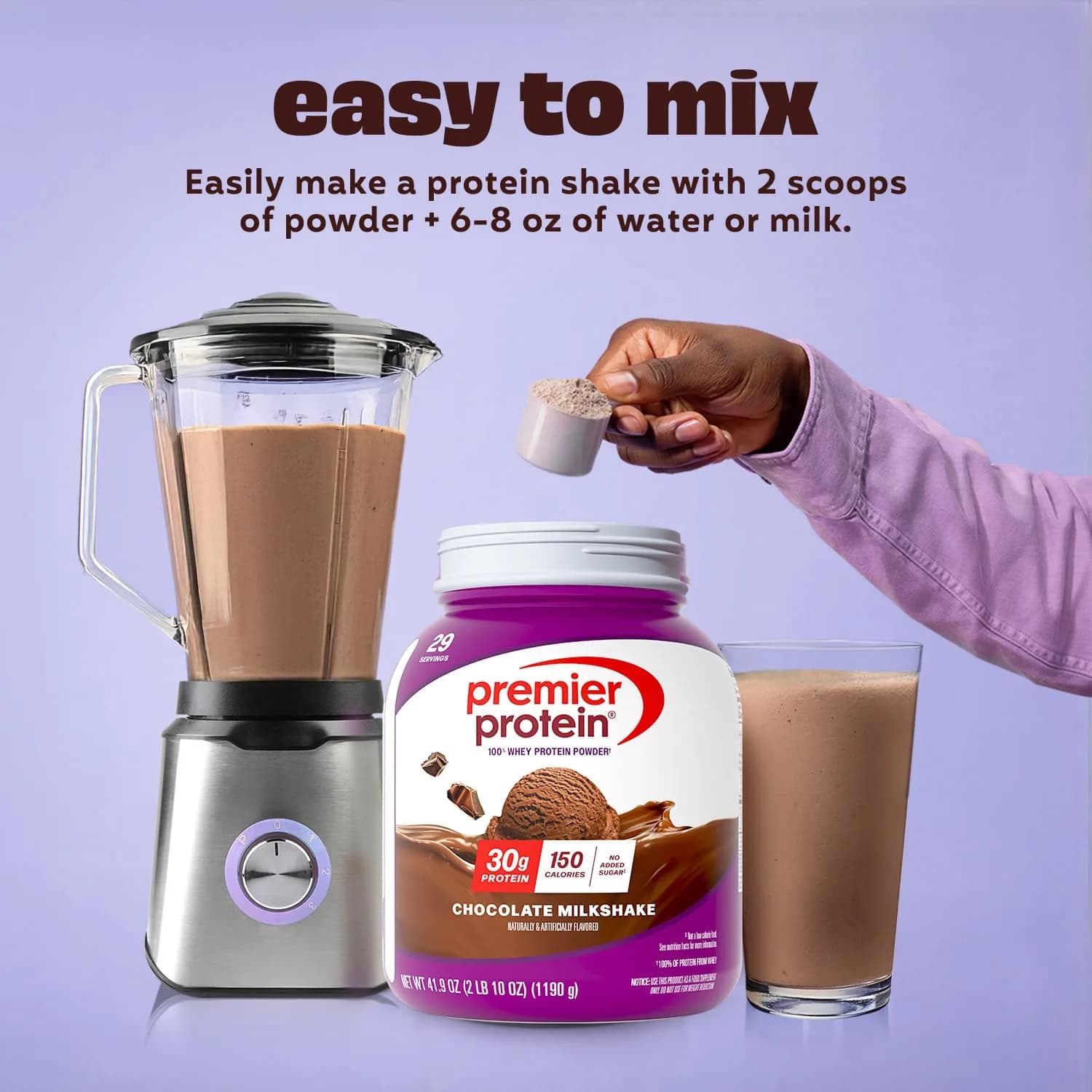 Premier Protein Powder Chocolate Milkshake 30g Protein 1g Sugar 1lb 14oz (2.62 lb) | Delicious Macro-Friendly Fuel - view 5