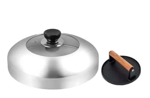 JNXHON Heavy Duty Cast Iron Burger Smasher & 11inch Melting Dome Cover | Indoor Outdoor Grilling Accessory thumbnail 1