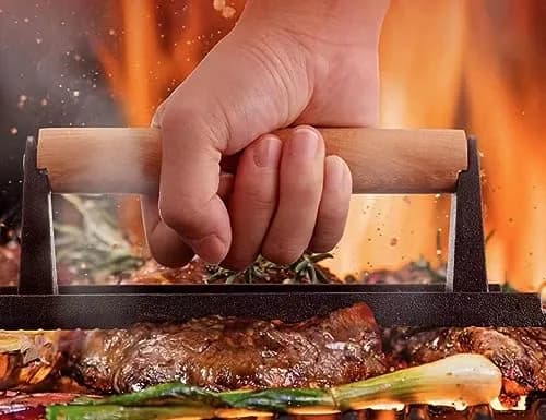 JNXHON Heavy Duty Cast Iron Burger Smasher & 11inch Melting Dome Cover | Indoor Outdoor Grilling Accessory thumbnail 5