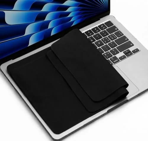 MUBUY-GOL Black Microfiber Liner Cleaning Cloth 2 Pack (11.4" x 7.7") for Screens & Laptops - main product image