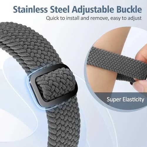 VNDAPT Elastic Braided Bands for Fitbit Charge 5 & 6 | Breathable, Adjustable Nylon Wristbands (20mm, 9.84 inches) thumbnail 5