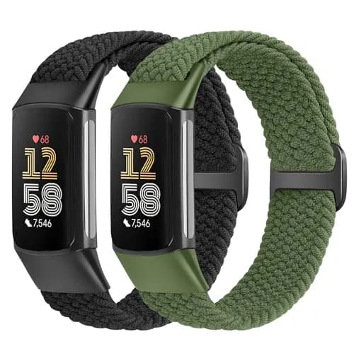 VNDAPT Elastic Braided Bands Compatible with Fitbit Charge 5/Fitbit Charge 6 for Women Men, Breathable Adjustable Stretchy Nylon Loop Sport Replacement Wristbands for Fitbit Charge 6 Charge 5 Straps thumbnail 1