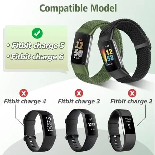 VNDAPT Elastic Braided Bands Compatible with Fitbit Charge 5/Fitbit Charge 6 for Women Men, Breathable Adjustable Stretchy Nylon Loop Sport Replacement Wristbands for Fitbit Charge 6 Charge 5 Straps thumbnail 4