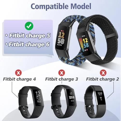 VNDAPT Elastic Braided Watch Bands Compatible with Fitbit Charge 5/6 | Breathable Adjustable Nylon Loop for Women Men thumbnail 4