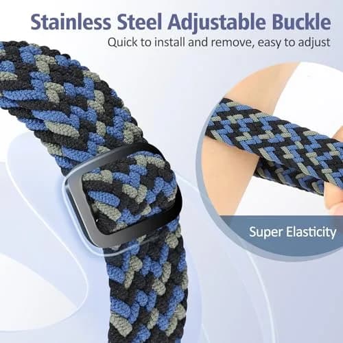 VNDAPT Elastic Braided Watch Bands Compatible with Fitbit Charge 5/6 | Breathable Adjustable Nylon Loop for Women Men thumbnail 5