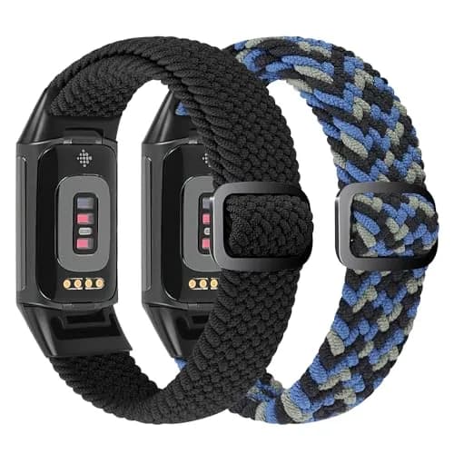 VNDAPT Elastic Braided Watch Bands Compatible with Fitbit Charge 5/6 | Breathable Adjustable Nylon Loop for Women Men thumbnail 2