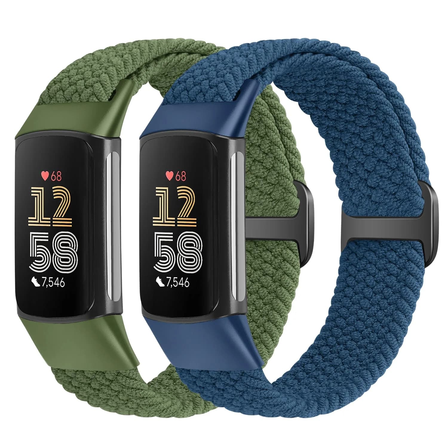 VNDAPT Elastic Braided Bands Compatible with Fitbit Charge 5 and 6 | Breathable Adjustable Nylon Wristbands (150mm-250mm)