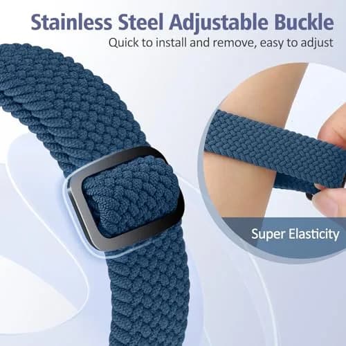 VNDAPT Elastic Braided Bands Compatible with Fitbit Charge 5 and 6 | Breathable Adjustable Nylon Wristbands (150mm-250mm) thumbnail 4