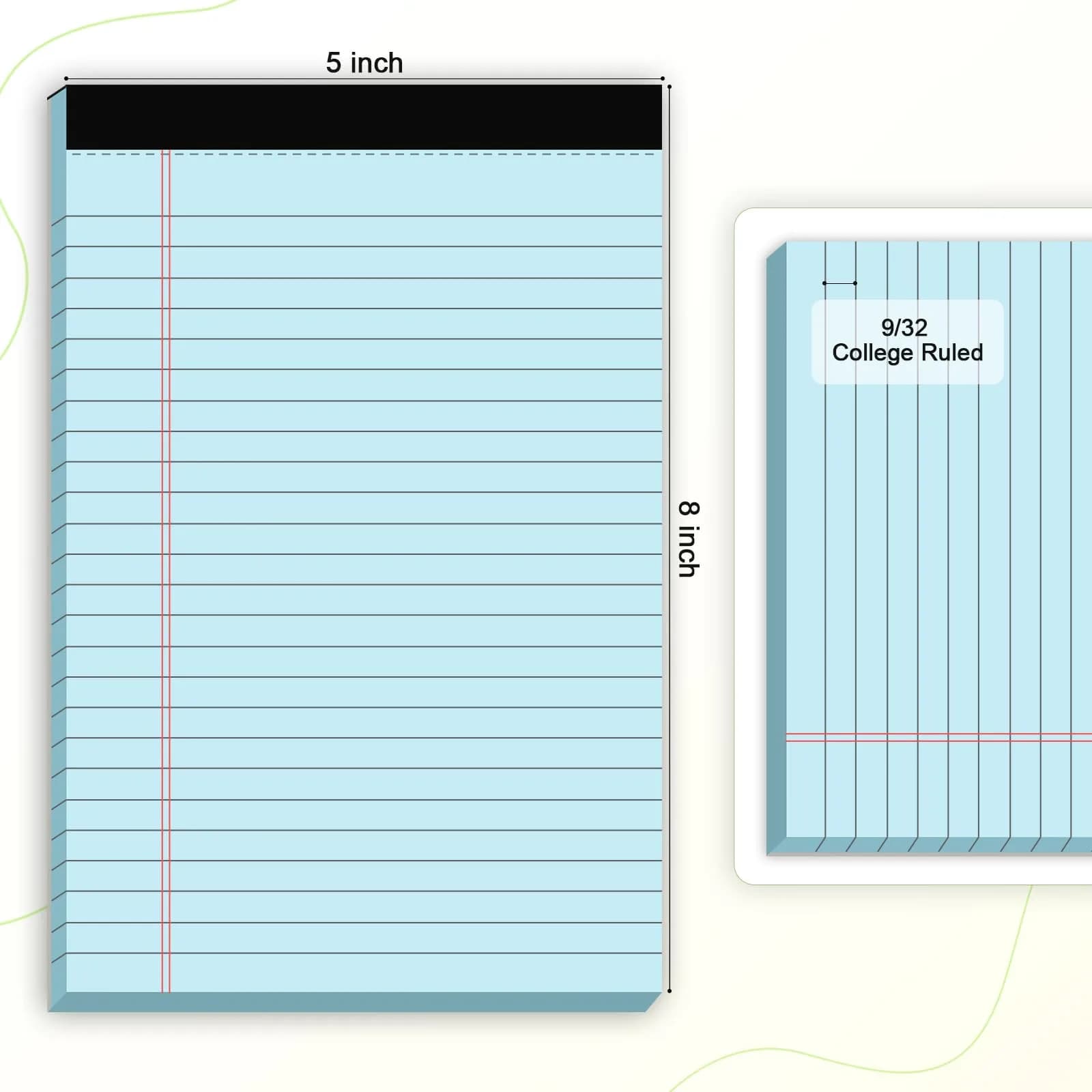 AILZFEI Blue 6pcs Small Note Pad 5x8 Inch (120 sheets per pad, 720 sheets total) | College Ruled Paper for Students & Professionals - view 2