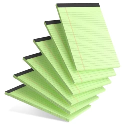 AILZFEI Green 6pcs Note Pad 12.7cm x 20.3cm (5"x8") | College Ruled Paper with Perforated Edges thumbnail 1