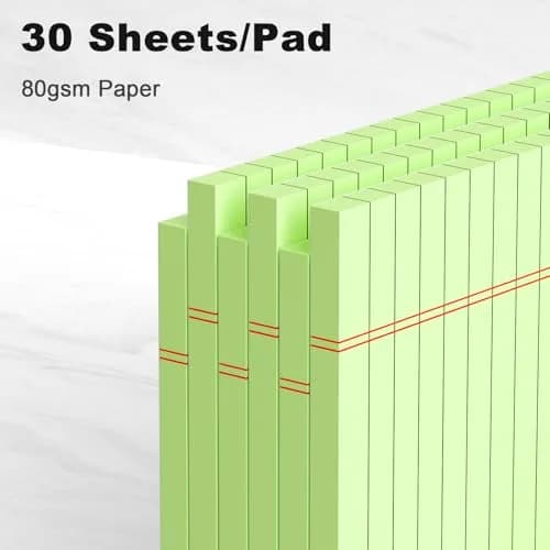AILZFEI Green 6pcs Note Pad 12.7cm x 20.3cm (5"x8") | College Ruled Paper with Perforated Edges thumbnail 3