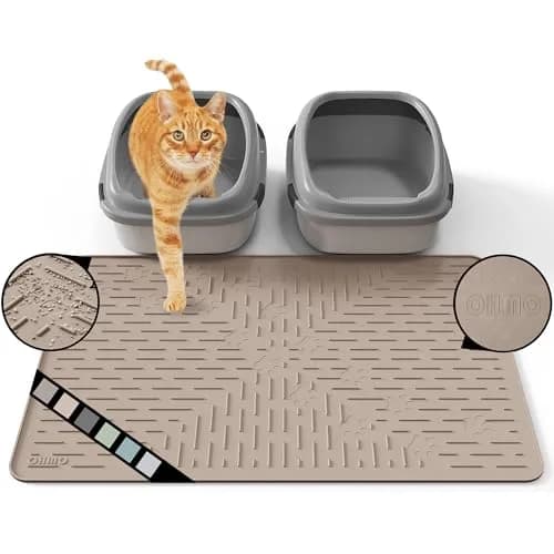 OHMO Large Cat Litter Mat, 31.5x23.6 Silicone Trapping Mat Beige | Waterproof & Easy to Clean thumbnail 1