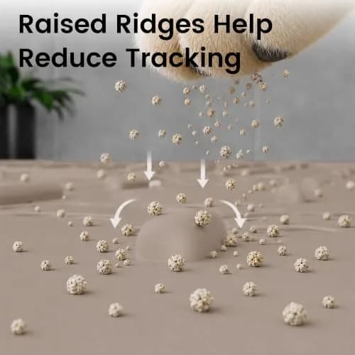 OHMO Large Cat Litter Mat, 31.5x23.6 Silicone Trapping Mat Beige | Waterproof & Easy to Clean thumbnail 5