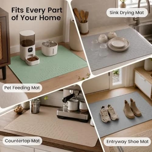 OHMO Large Cat Litter Mat, 31.5x23.6 Silicone Trapping Mat Beige | Waterproof & Easy to Clean thumbnail 9