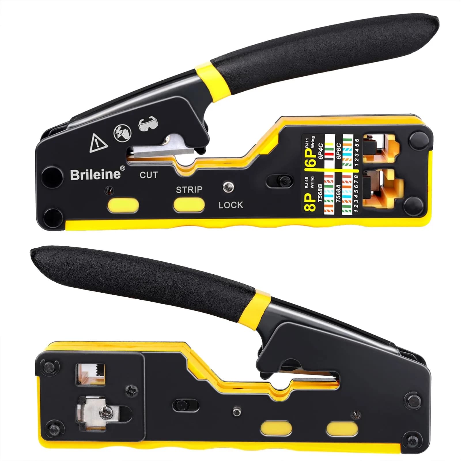 Brileine RJ45 Crimp Tool Pass Through Crimper Kit with Cable Tester & Stripper | 2.7 x 5.3 inches - view 6