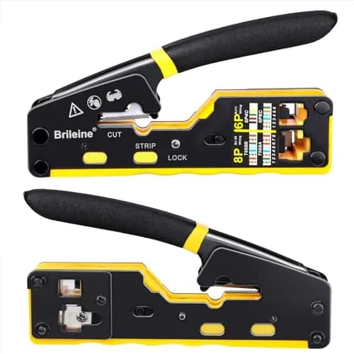 Brileine RJ45 Crimp Tool Pass Through Crimper Kit with Cable Tester & Stripper | 2.7 x 5.3 inches thumbnail 6