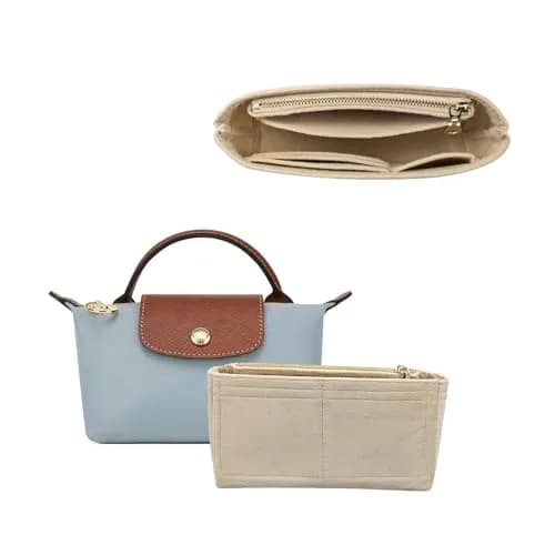 TUKYWAN Felt Bag Organizer Insert for Longchamp Mini Bag, Beige 18 cm (6.7 in) | Keeps Your Mini Tote Tidy thumbnail 1