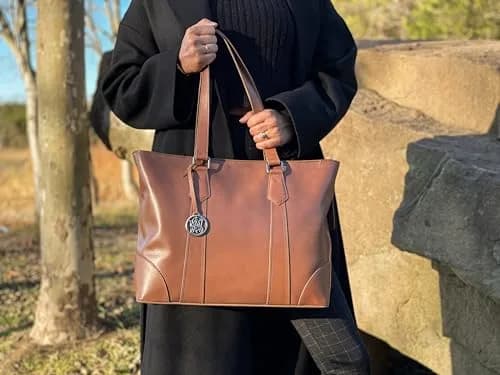 Rugged Rare Smith & Wesson Travel Tote – Concealed Carry Leather Bag 10x13x5 in | Secure CCW Compartment thumbnail 1
