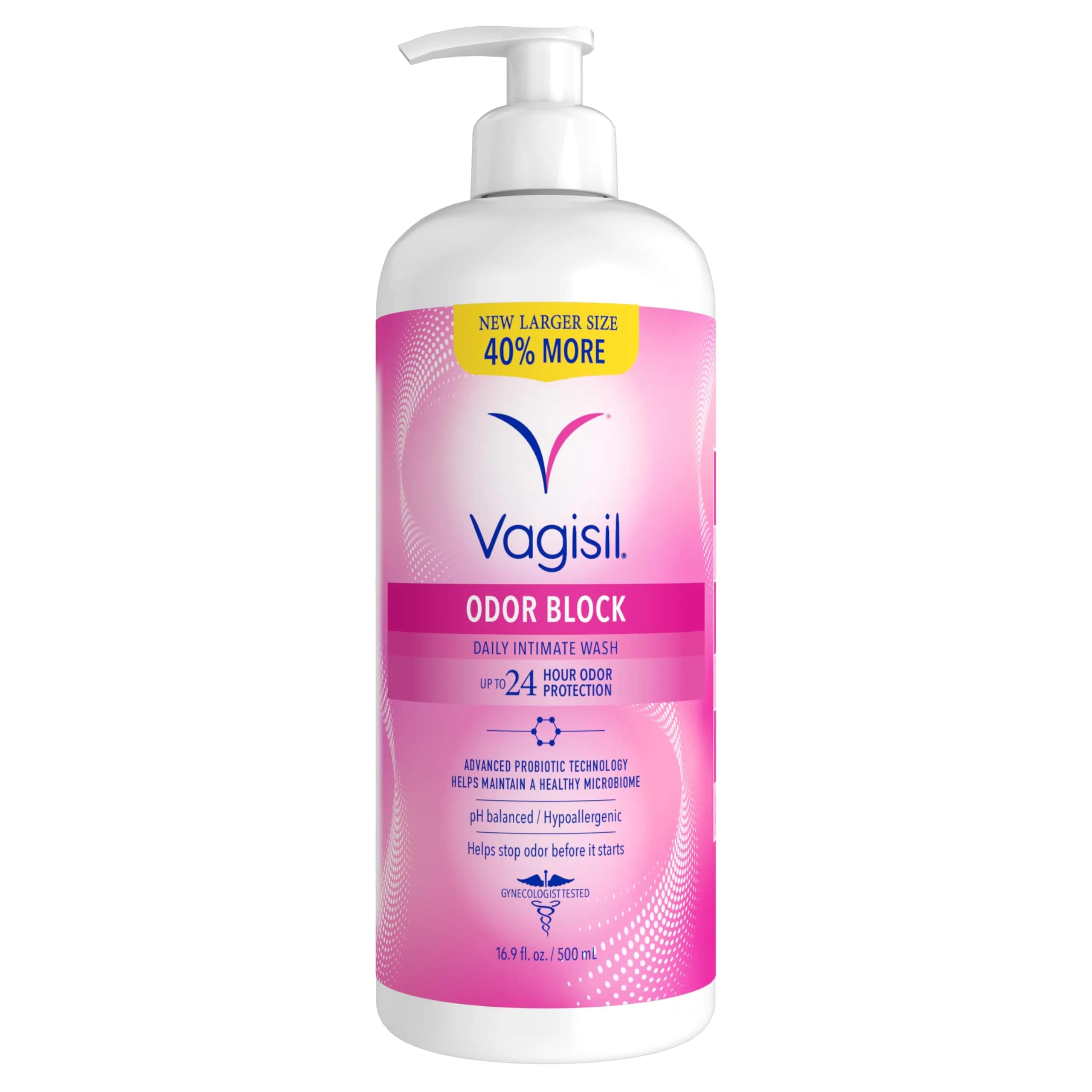 Vagisil Odor Block Feminine Wash with Pump, Hypoallergenic, 16.9 oz - main product image