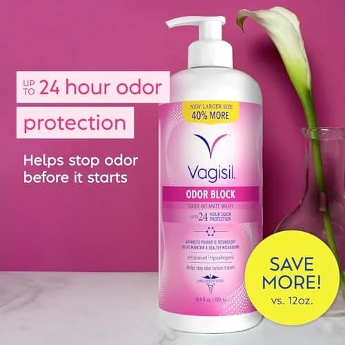 Vagisil Odor Block Feminine Wash 499 ml (16.9 Fl Oz) | Gynecologist Tested for Daily Hygiene thumbnail 2