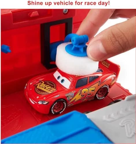 Mattel Disney Pixar Cars Transforming Mack Playset & 10 Die-Cast Mini Racers Bundle | Age-Appropriate Educational Toy Vehicle Set thumbnail 2