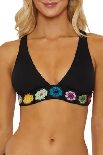 ISABELLA ROSE 1969 - Women's Halter Bikini Top, Adjustable, Tie Back, Swimwear Separates for Women, Black, Medium thumbnail 1