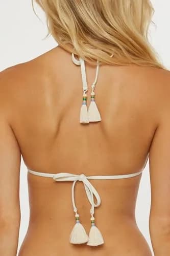 ISABELLA ROSE Women's 1969 Triangle Bikini Top Adjustable Tie Back Small | Classic Swimwear with Crochet Detail thumbnail 3