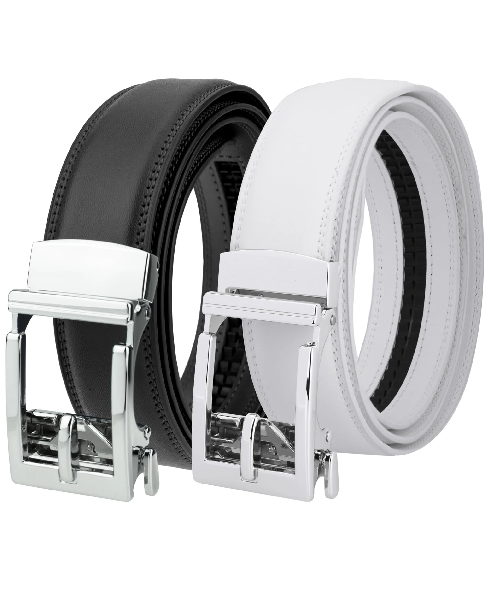 Gelante Ratchet Belt for Men, Genuine Leather 1.3'' Adjustable Trim to Fit Dress Belt (2-Pack, Purple/White) — : Purple/White