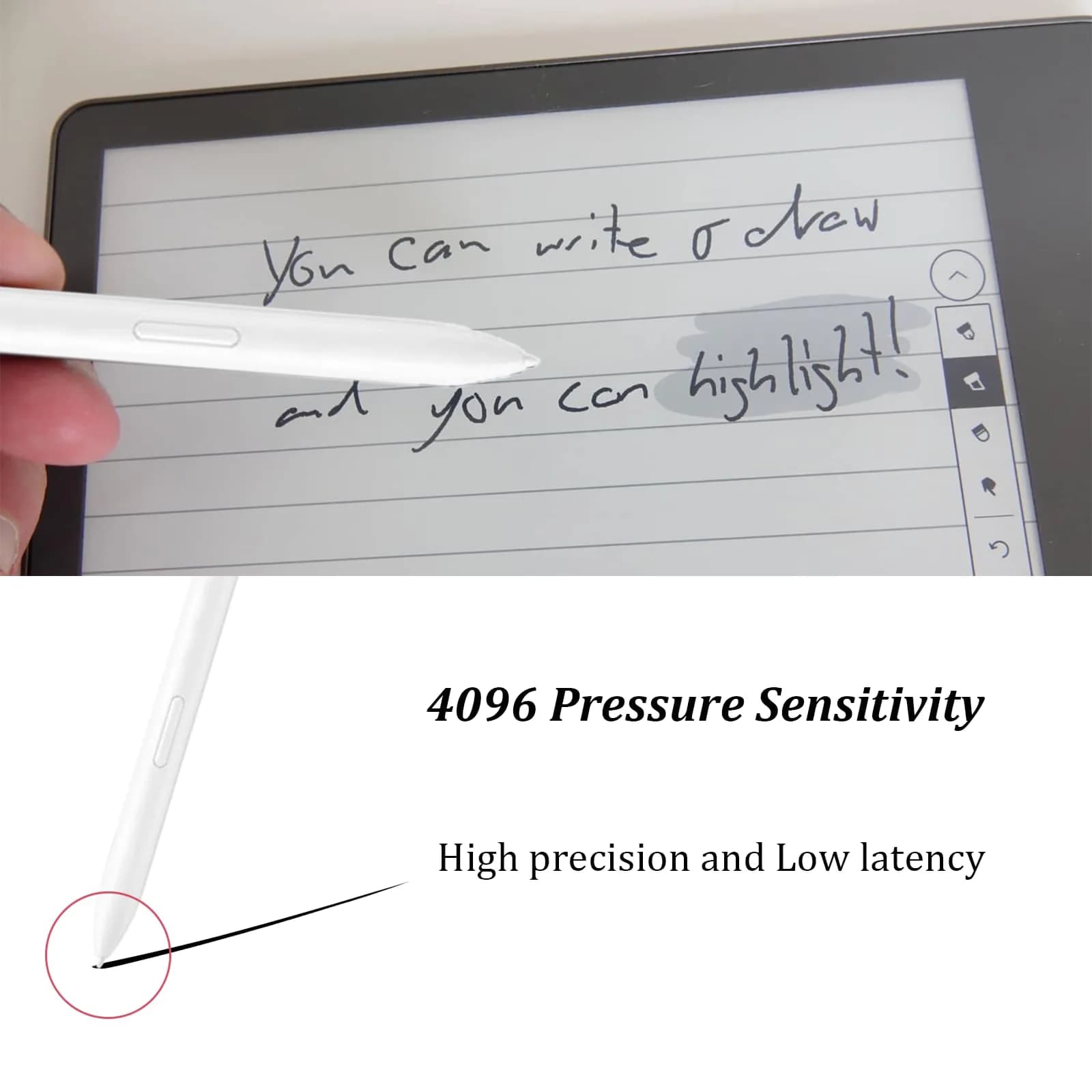 Mingxiong White Stylus Pen | 4096 Pressure Sensitivity, EMR Technology - view 3