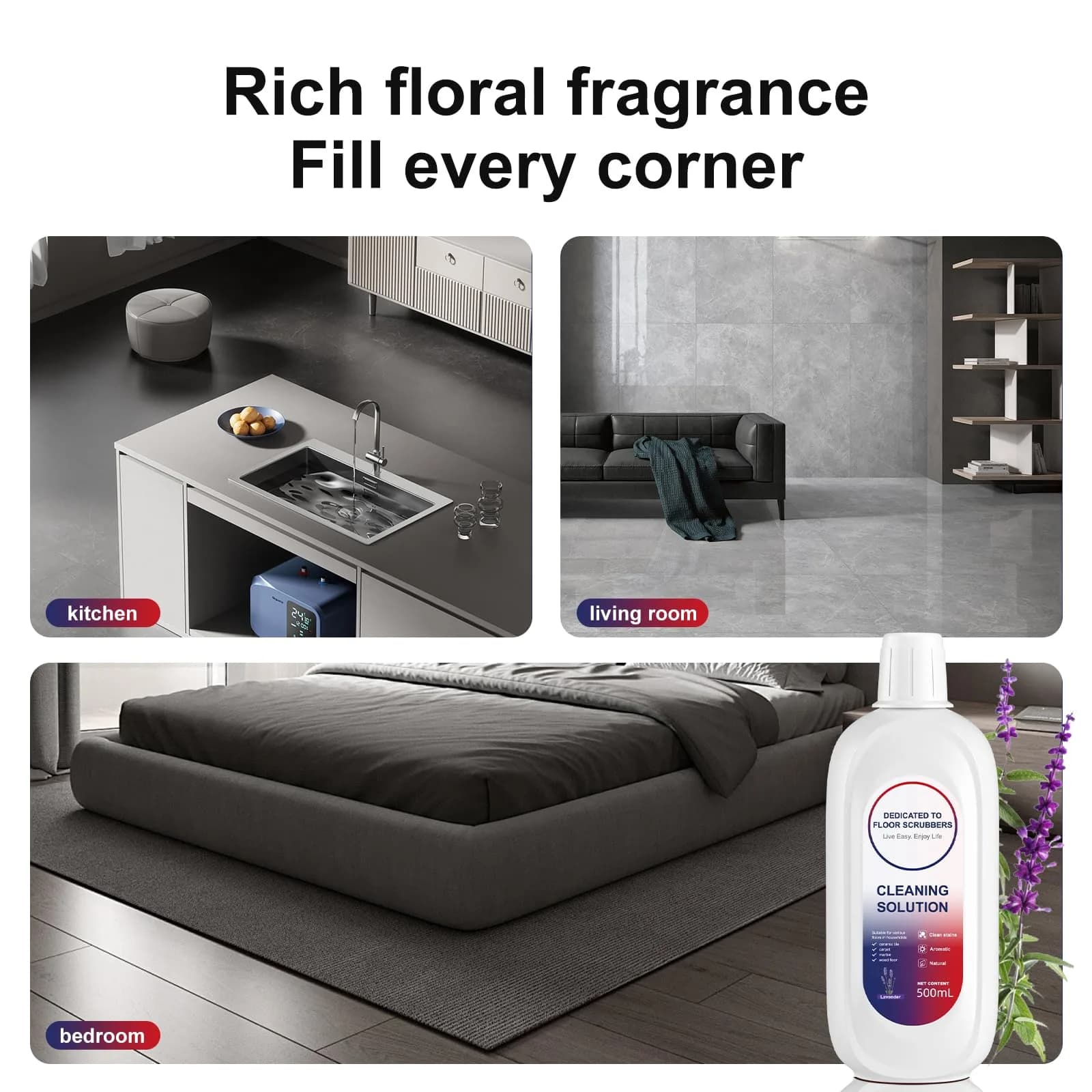 Nukisa Lavender Scent Floor Cleaning Solution 1L (35.27 Fl Oz) | Concentrated Formula for Tineco Vacuums - view 5