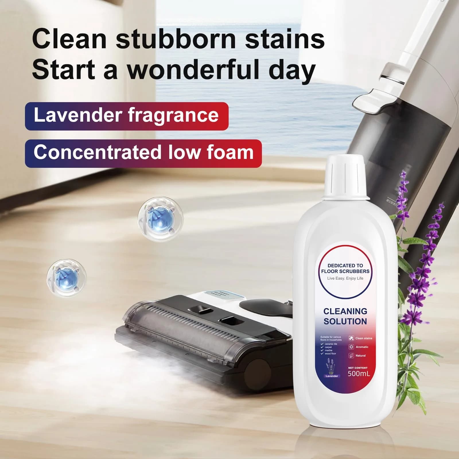 Nukisa Lavender Scent Floor Cleaning Solution 1L (35.27 Fl Oz) | Concentrated Formula for Tineco Vacuums - view 4
