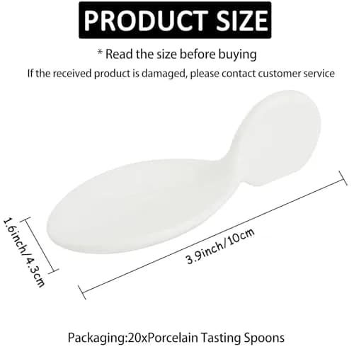 ULWSKY Porcelain Fish Shaped Tasting Spoons 10 cm (3.9 inches) - Set of 20 | Unique Appetizer Serving thumbnail 3