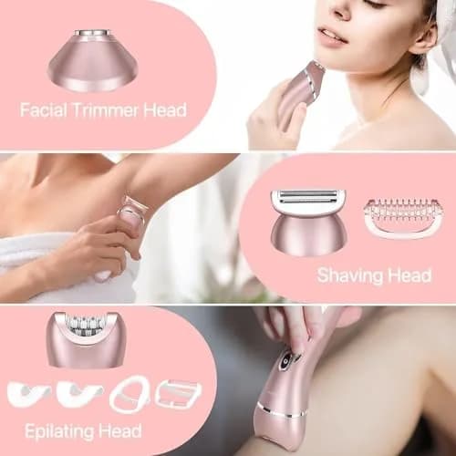 Hatteker 3-in-1 Lady Shaver & Epilator Kit 100 Min Runtime | Painless Waterproof USB Rechargeable thumbnail 6