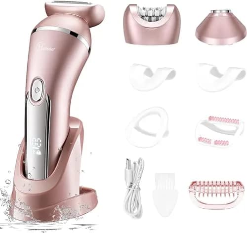 Hatteker 3-in-1 Lady Shaver & Epilator Kit 100 Min Runtime | Painless Waterproof USB Rechargeable thumbnail 1