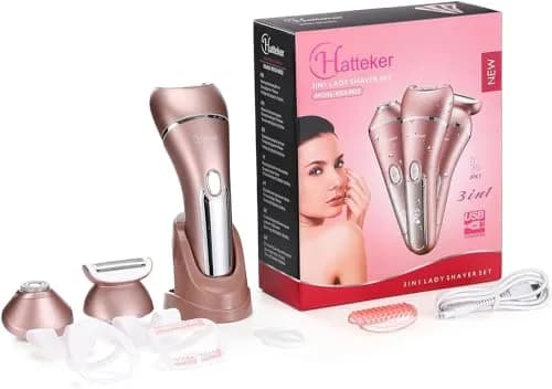 Hatteker 3-in-1 Lady Shaver & Epilator Kit 100 Min Runtime | Painless Waterproof USB Rechargeable thumbnail 8