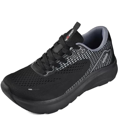 JACKSHIBO Wide Toe Box Shoes for Men Black | Zero Drop, Arch Support, Thick Cushioned Road Running Sneakers (US Men's 11 Wide) thumbnail 1