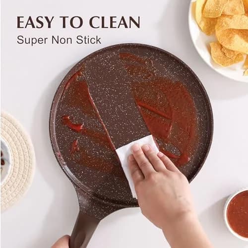 SENSARTE 10 Inch (25 cm) Nonstick Crepe Pan Granite Coating Pancake Pan Brown | Induction Compatible Dosa Tawa Griddle thumbnail 5
