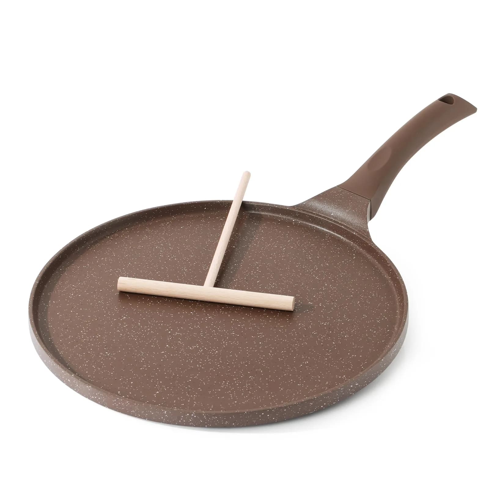 SENSARTE 10 Inch (25 cm) Nonstick Crepe Pan Granite Coating Pancake Pan Brown | Induction Compatible Dosa Tawa Griddle