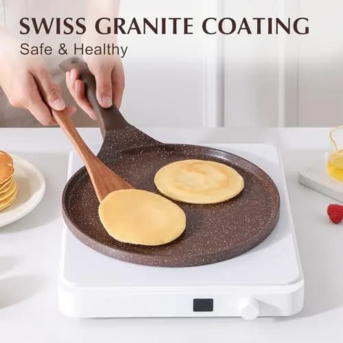 SENSARTE 10 Inch (25 cm) Nonstick Crepe Pan Granite Coating Pancake Pan Brown | Induction Compatible Dosa Tawa Griddle thumbnail 2