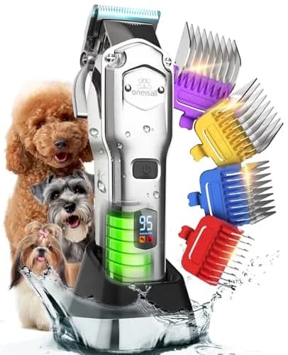 oneisall Professional Dog Grooming Clippers for Thick Hair | Low Noise, Rechargeable, Stainless Steel Blades thumbnail 1