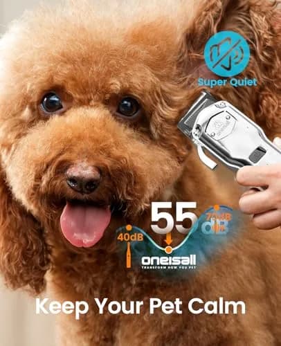 oneisall Professional Dog Grooming Clippers for Thick Hair | Low Noise, Rechargeable, Stainless Steel Blades thumbnail 5