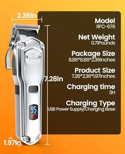 oneisall Professional Dog Grooming Clippers for Thick Hair | Low Noise, Rechargeable, Stainless Steel Blades thumbnail 8