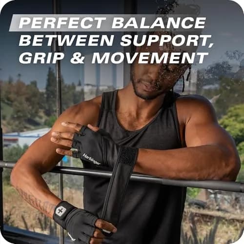 Harbinger Pro Wristwrap Gloves 3.0 X-Large Black | Enhanced Grip & Superior Wrist Support thumbnail 7