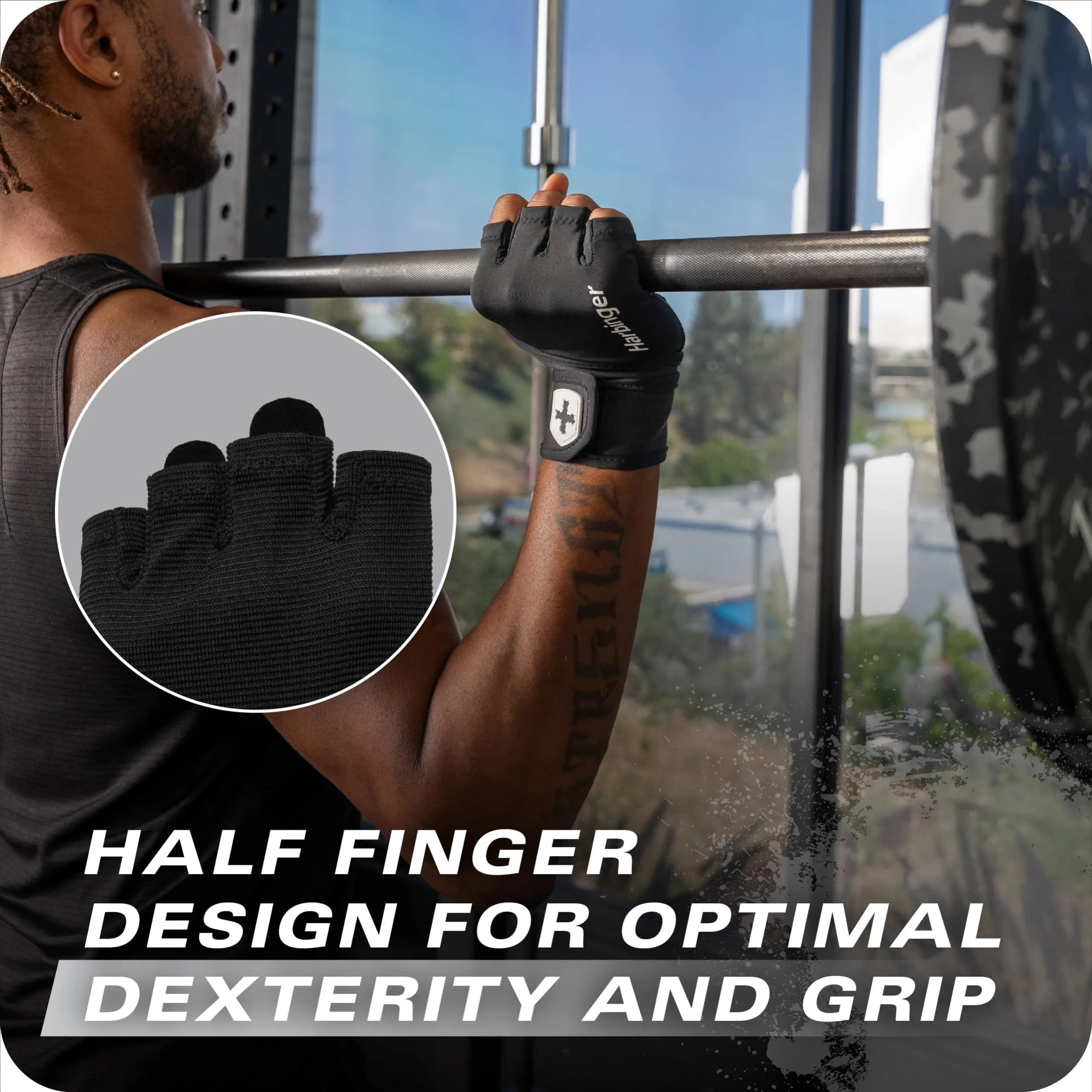 Harbinger Pro Wristwrap Gloves 3.0 - Enhanced Grip, Superior Wrist Support, Black, Large | Weightlifting & Gym Fitness Accessory - view 3