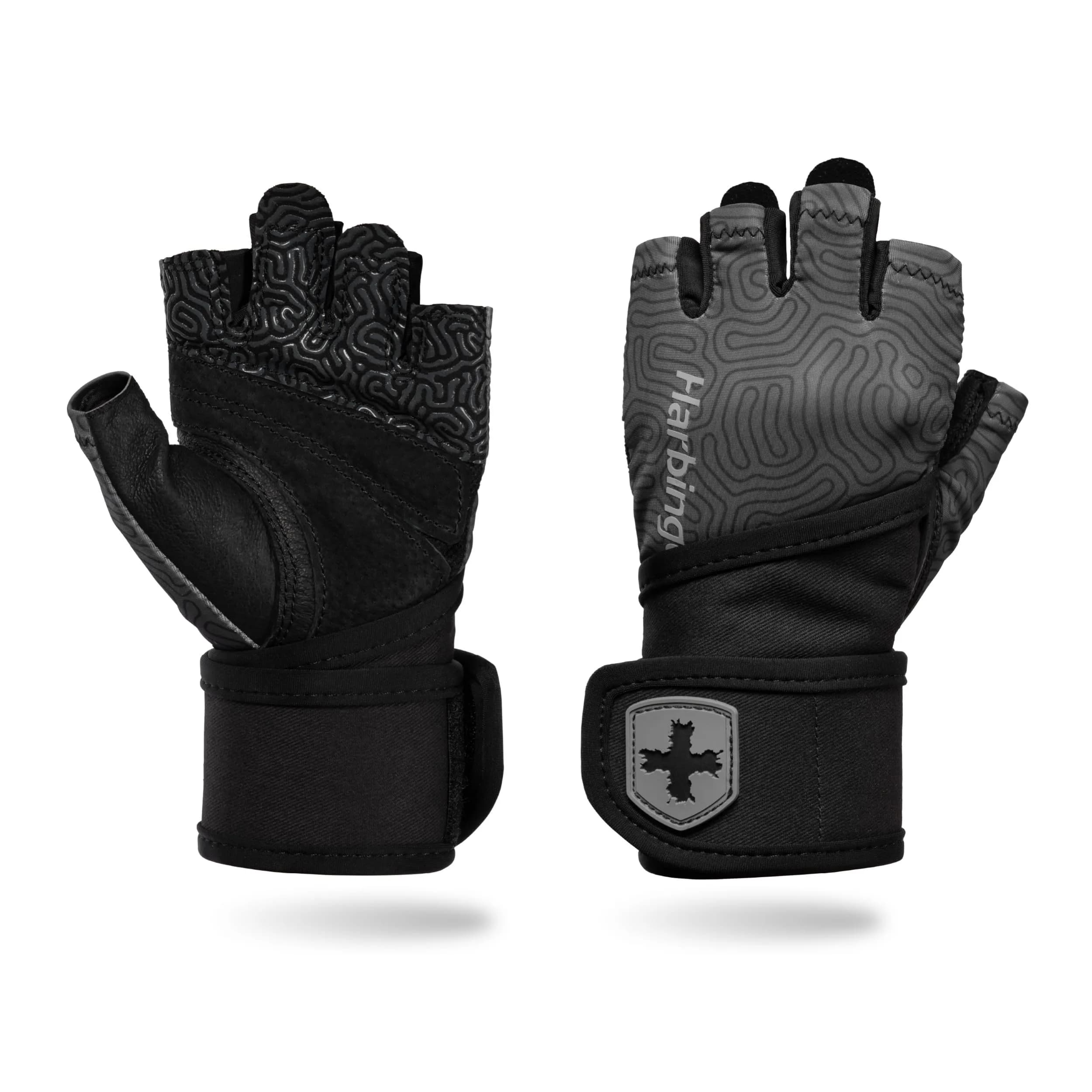 Harbinger Pro Wristwrap Gloves 3.0 Large | Enhanced Grip & Wrist Support for Weightlifting
