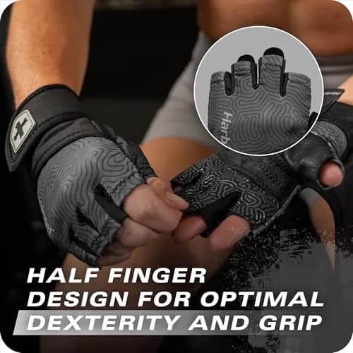 Harbinger Pro Wristwrap Gloves 3.0 Large | Enhanced Grip & Wrist Support for Weightlifting thumbnail 3