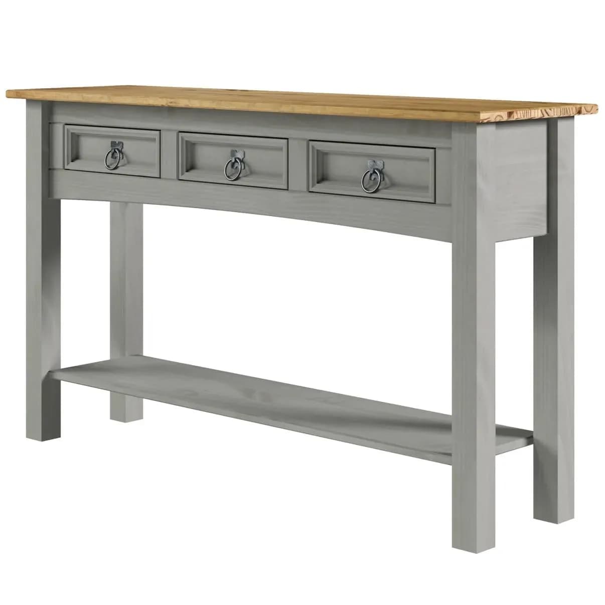 American Furniture Classics Cottage Gray Wood Hall Table Console | Farmhouse Style, Solid Pine, 47.99x12.64x28.82 inches