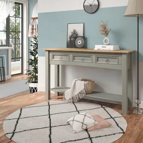 American Furniture Classics Cottage Gray Wood Hall Table Console | Farmhouse Style, Solid Pine, 47.99x12.64x28.82 inches thumbnail 2